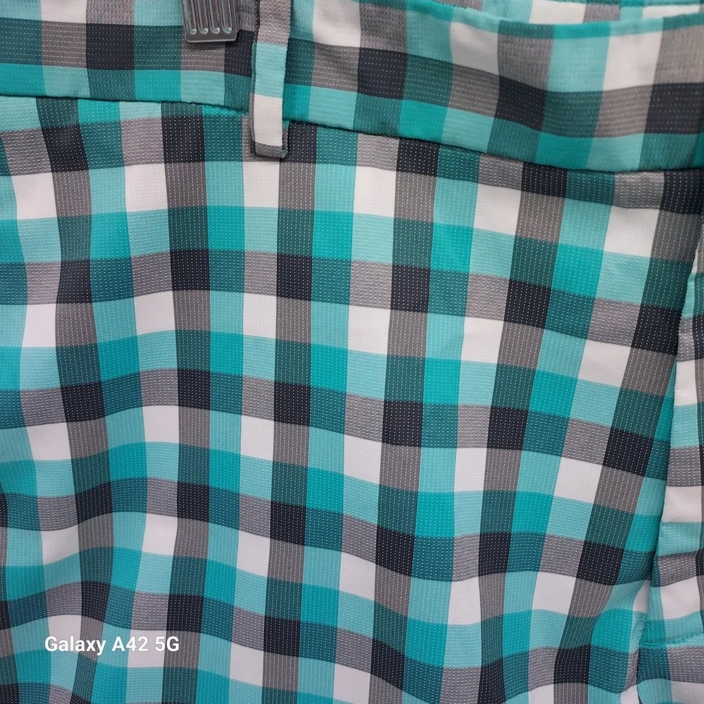 Slazenger‎ Mens Golf Shorts Size 38 Teal Black White Plaid Performance Stretch